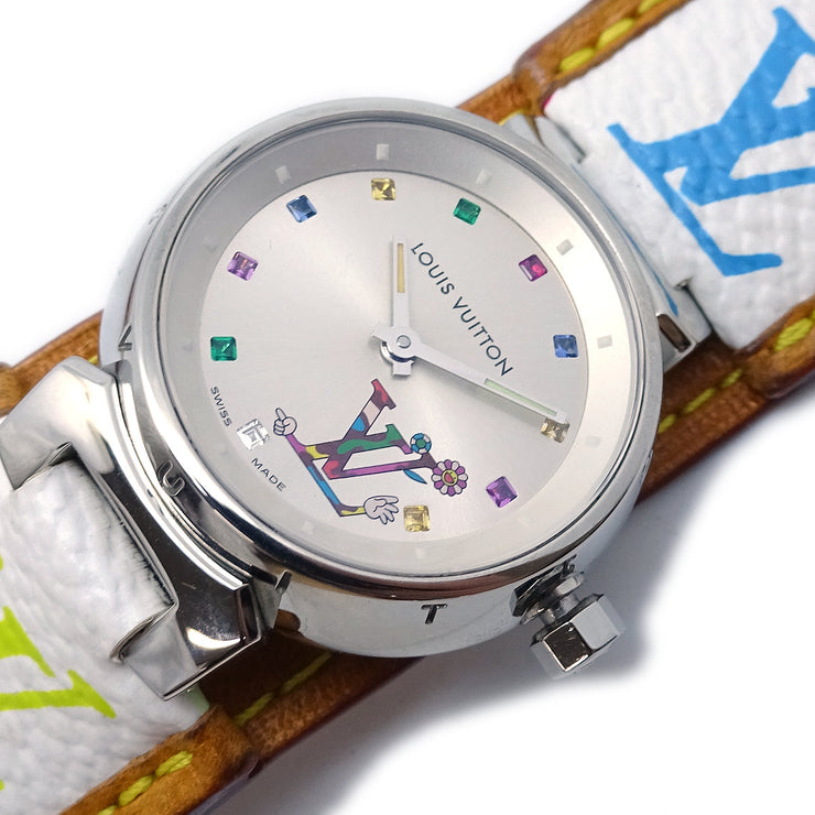 ルイヴィトン Q12130 タンブール 腕時計 モノグラムマルチカラー ホワイト