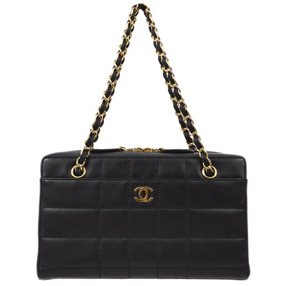 Chanel 2001-2003 Black Lambskin Choco Bar Chain Tote