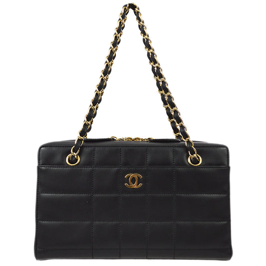 Chanel 2001-2003 Black Lambskin Choco Bar Chain Tote