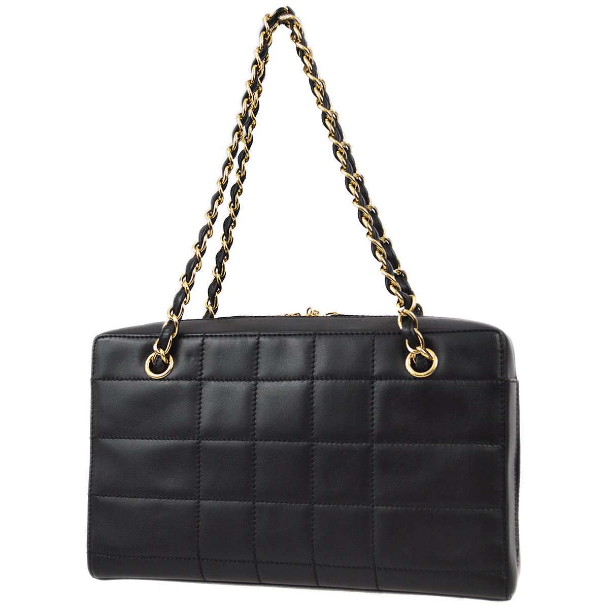 Chanel 2001-2003 Black Lambskin Choco Bar Chain Tote