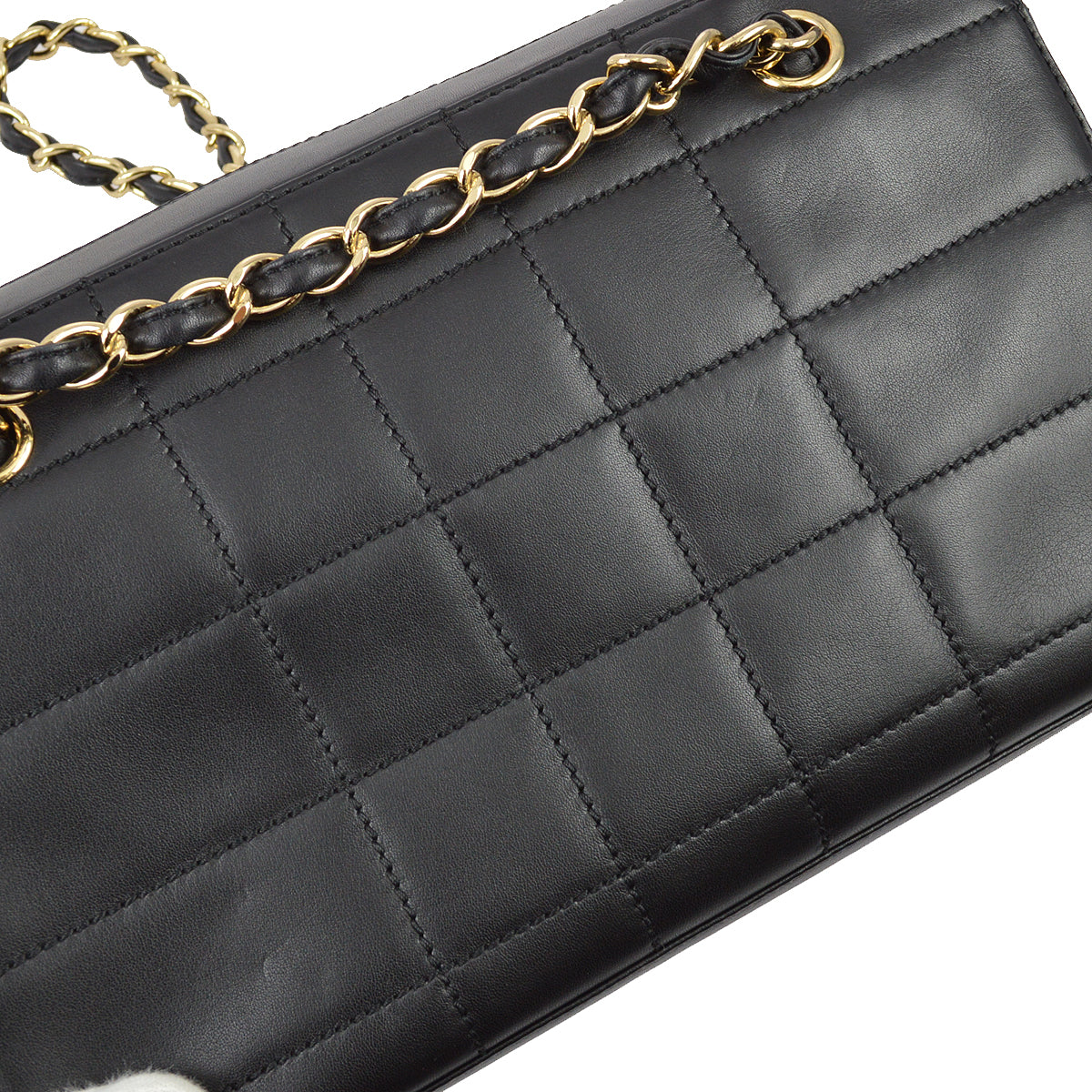 Chanel 2001-2003 Black Lambskin Choco Bar Chain Tote