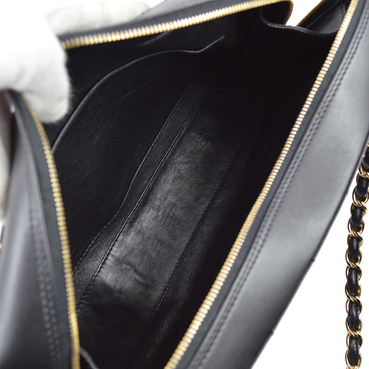 Chanel 2001-2003 Black Lambskin Choco Bar Chain Tote