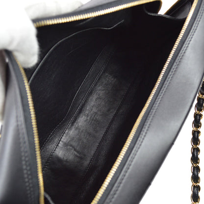 Chanel 2001-2003 Black Lambskin Choco Bar Chain Tote