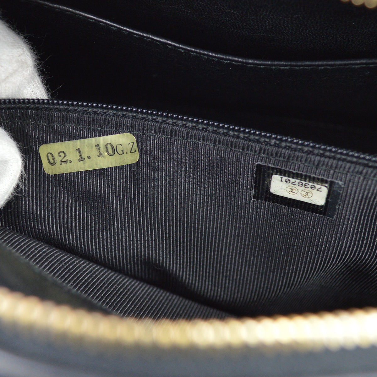 Chanel 2001-2003 Black Lambskin Choco Bar Chain Tote