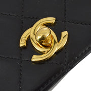 Chanel 2004-2005 Black Lambskin Turnlock Small Full Flap Shoulder Bag
