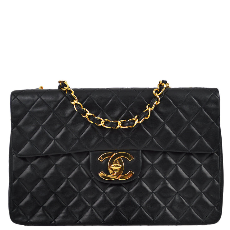 Chanel 1994-1996 Black Lambskin Maxi Classic Flap Bag