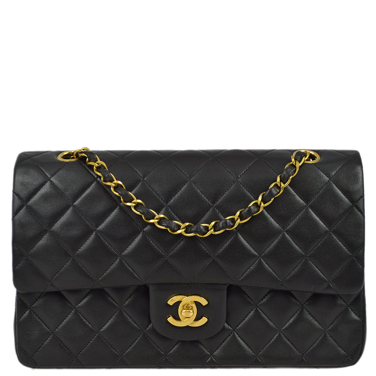 Chanel 1994-1996 Black Lambskin Medium Classic Double Flap Bag
