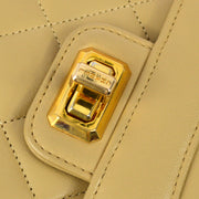 Chanel 1989-1991 Beige Lambskin Medium Mademoiselle Lock Flap Bag