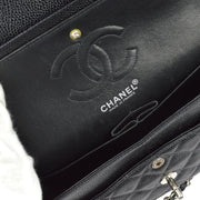Chanel 2000-2001 Black Caviar Small Classic Double Flap Bag SHW