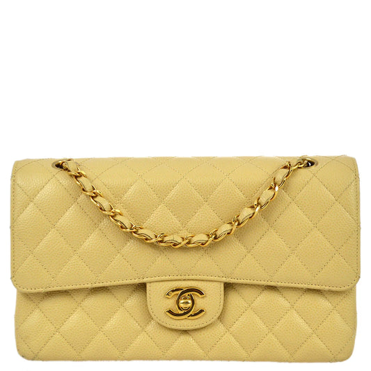 Chanel 2004-2005 Beige Caviar Medium Classic Double Flap Bag