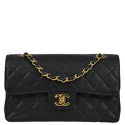 Chanel 2001-2003 Black Caviar Small Classic Double Flap Bag