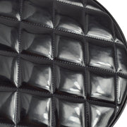 Chanel 1994-1996 Black Patent Leather Round Vanity Handbag