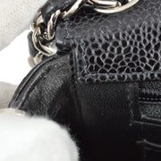 Chanel 2003-2004 Black Caviar Mini Classic Square Flap Bag 17 SHW