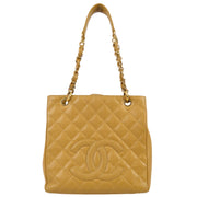 Chanel 2003-2004 Beige Caviar Petite Shopping Tote PST