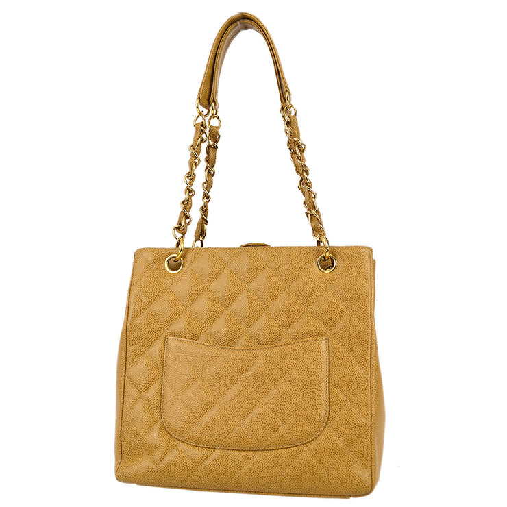 Chanel 2003-2004 Beige Caviar Petite Shopping Tote PST