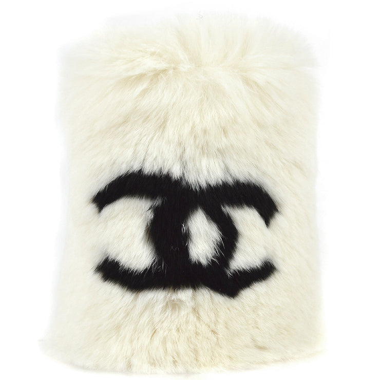 Chanel White Fur Bracelet Bangle Wristband