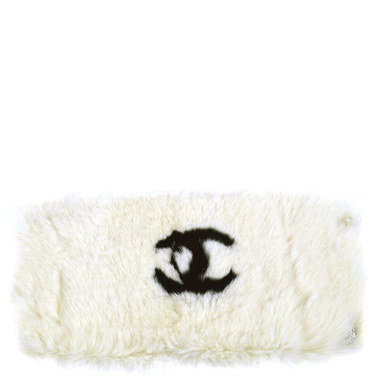 Chanel White Fur Bracelet Bangle Wristband