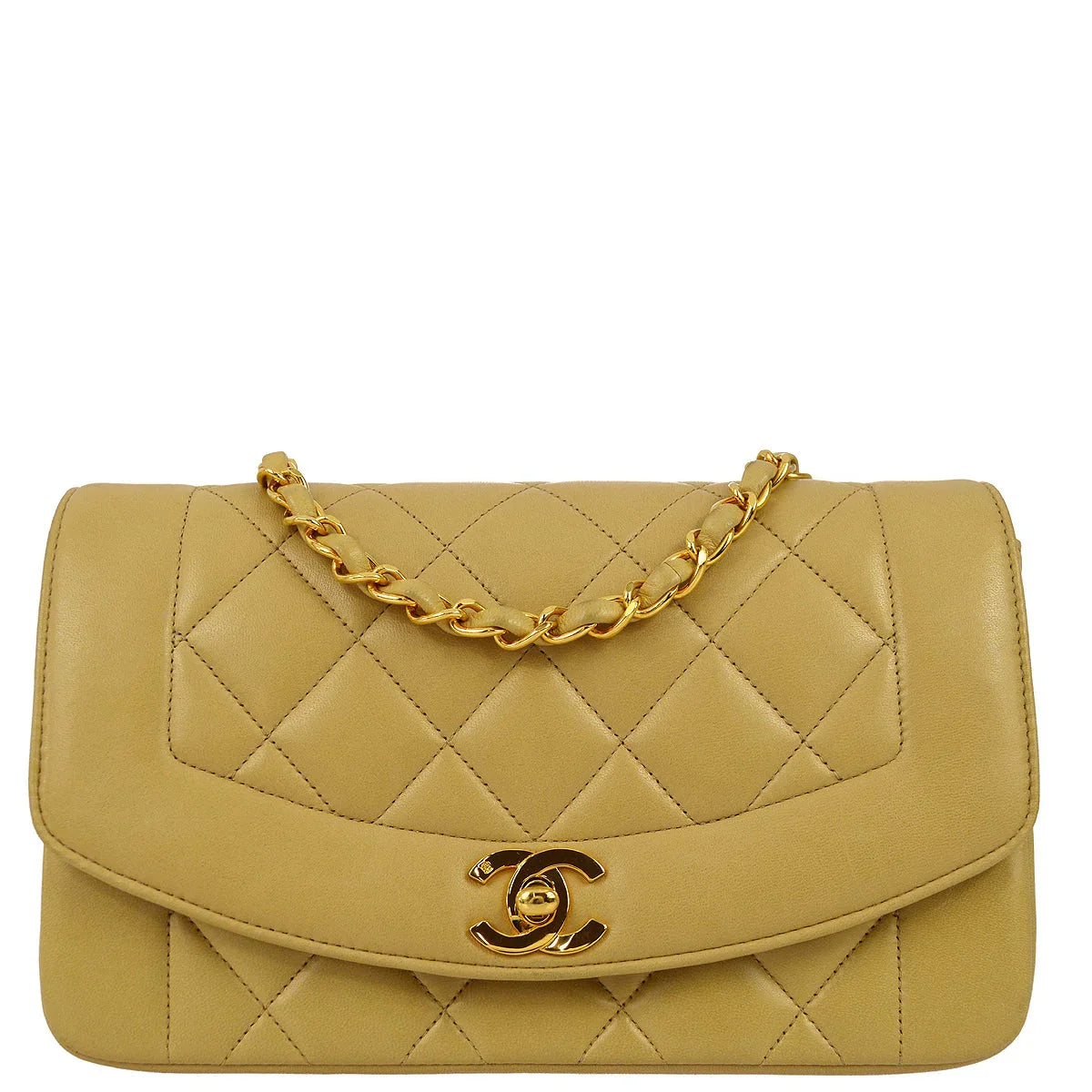 Chanel * 1991-1994 Beige Lambskin Small Diana Flap Bag