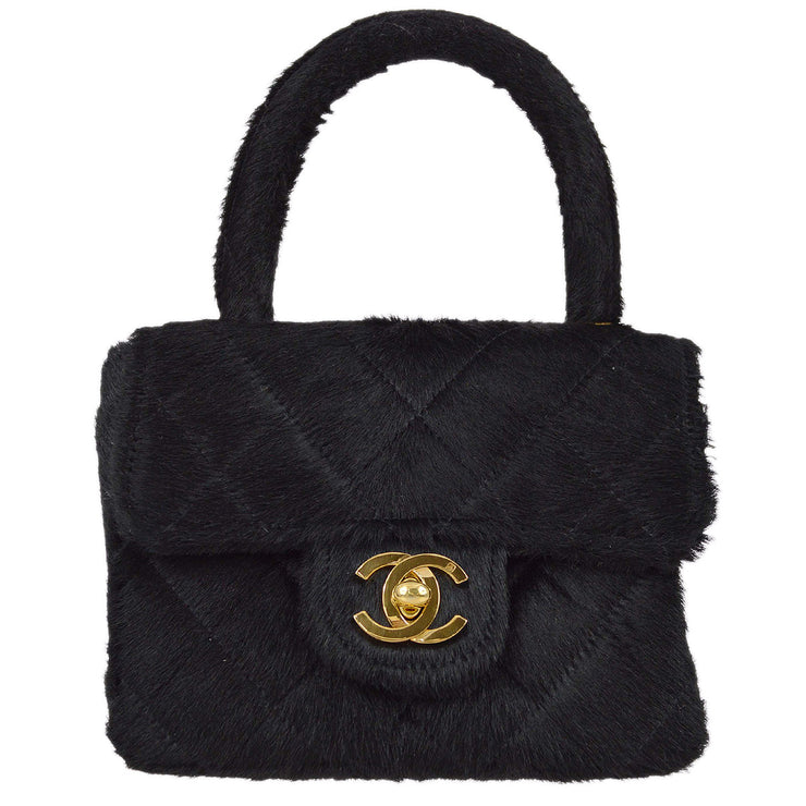 Chanel 1991-1994 * Black Pony Hair Classic Flap Micro Handbag