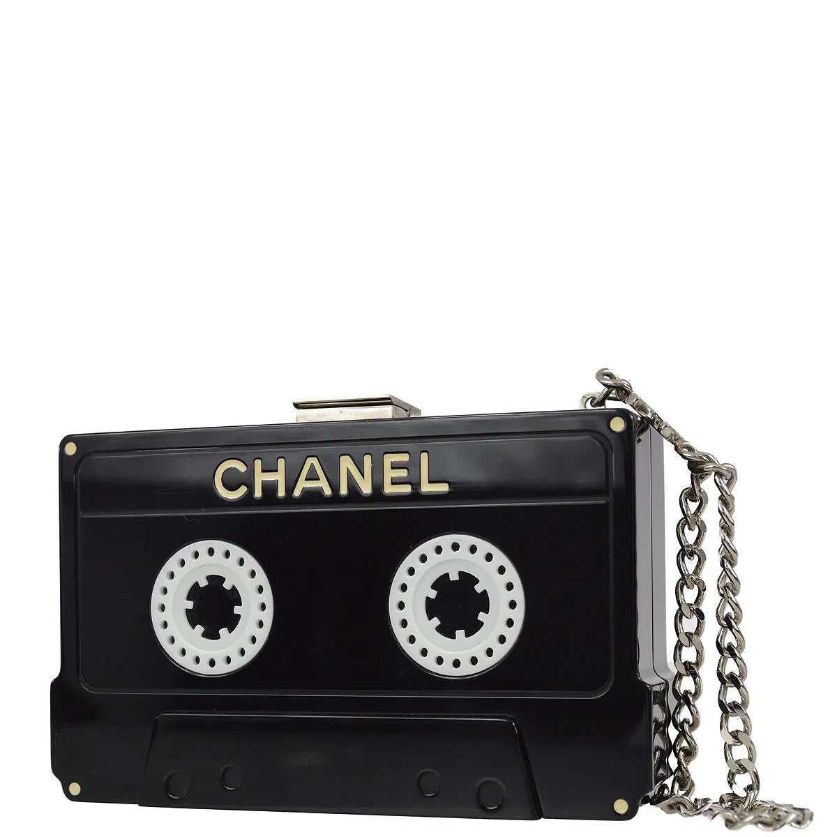 Chanel * 2004 Spring Black Acrylic Cassette Tape Clutch Bag