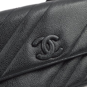 Chanel * 1994-1996 Black Caviar Mini Straight Flap Shoulder Bag
