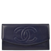 Chanel 1991-1994 Navy Lambskin Timeless Long Wallet