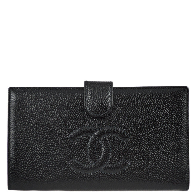 Chanel 2000-2001 Black Caviar Timeless Long Wallet