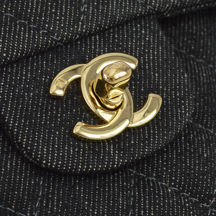 Chanel * 1997-1999 Black Denim Small Classic Double Flap Bag