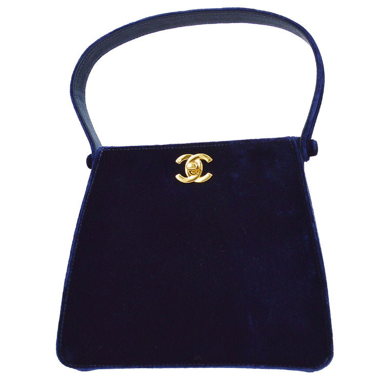 Chanel * 1997-1999 Blue Velvet Double Sided Turnlock Handbag