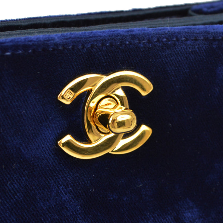 Chanel * 1997-1999 Blue Velvet Double Sided Turnlock Handbag