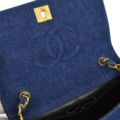 Chanel * 1989-1991 Denim Turnlock Mini Full Flap Bag