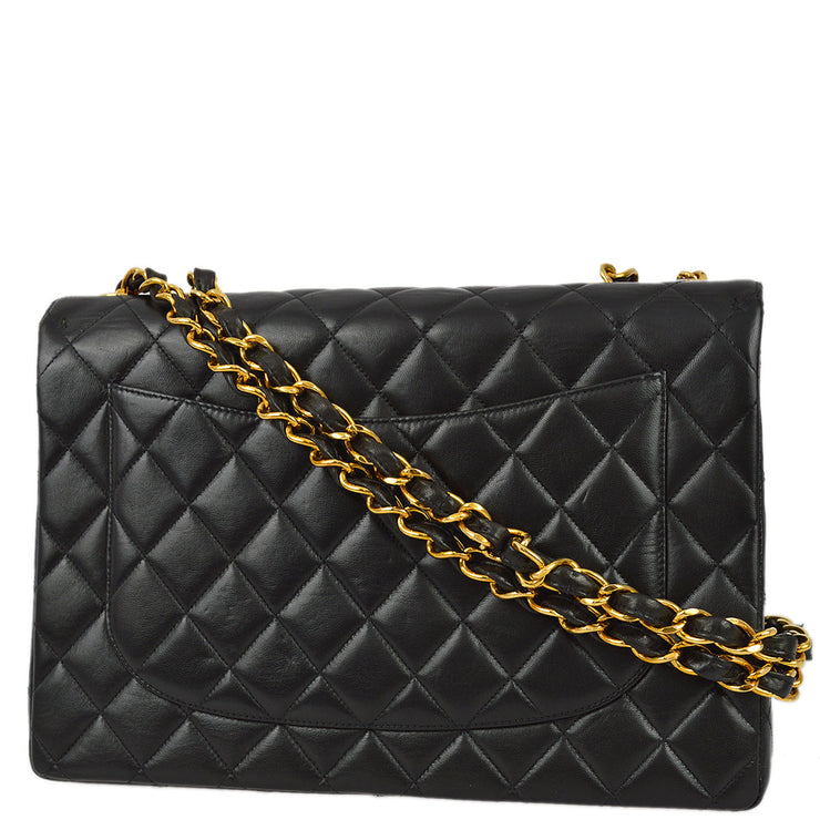 Chanel 1996-1997 Black Lambskin Jumbo Classic Flap Bag