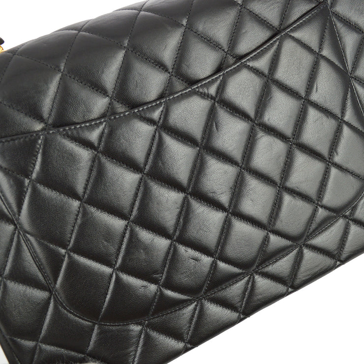 Chanel 1996-1997 Black Lambskin Jumbo Classic Flap Bag