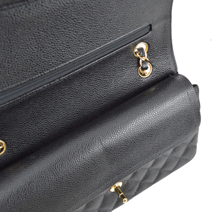 Chanel 2004-2005 Black Caviar Medium Classic Double Flap Bag