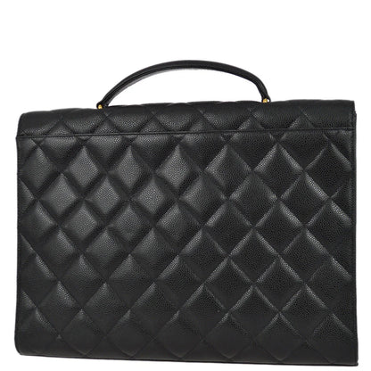 Chanel 1994-1996 Black Caviar Briefcase Business Handbag
