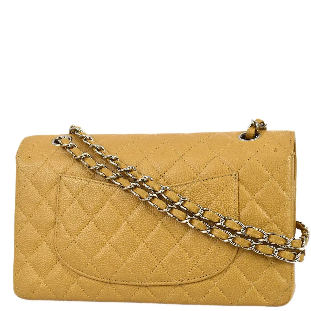 Chanel 2000-2001 Beige Caviar Medium Classic Double Flap Bag SHW