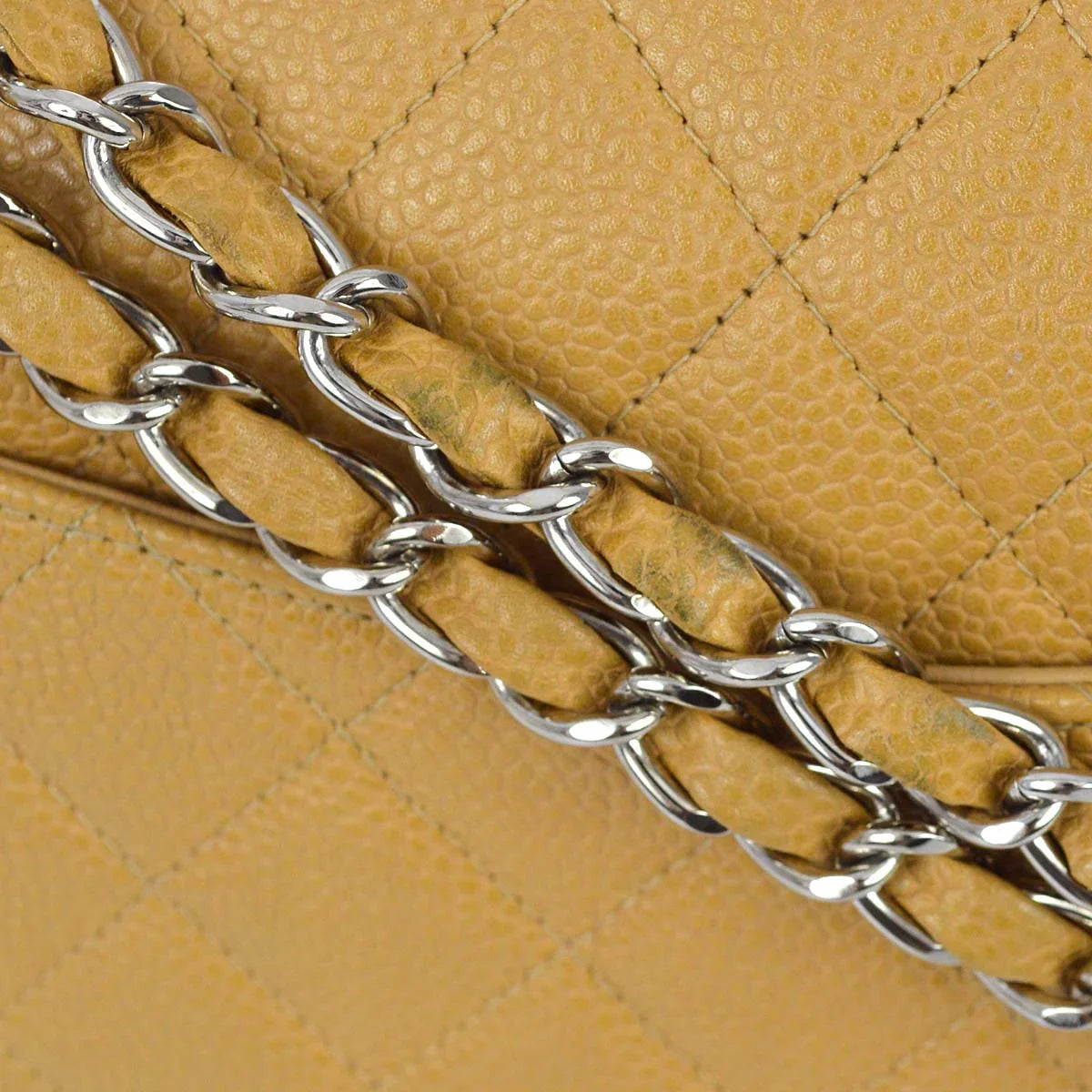Chanel 2000-2001 Beige Caviar Medium Classic Double Flap Bag SHW