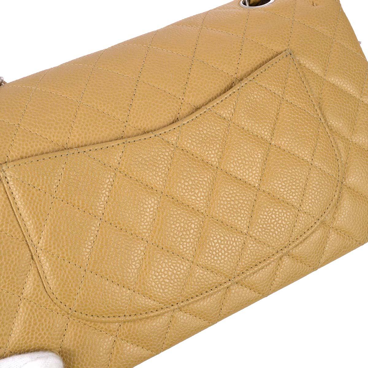 Chanel 2000-2001 Beige Caviar Medium Classic Double Flap Bag SHW
