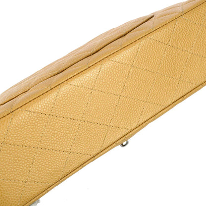Chanel 2000-2001 Beige Caviar Medium Classic Double Flap Bag SHW