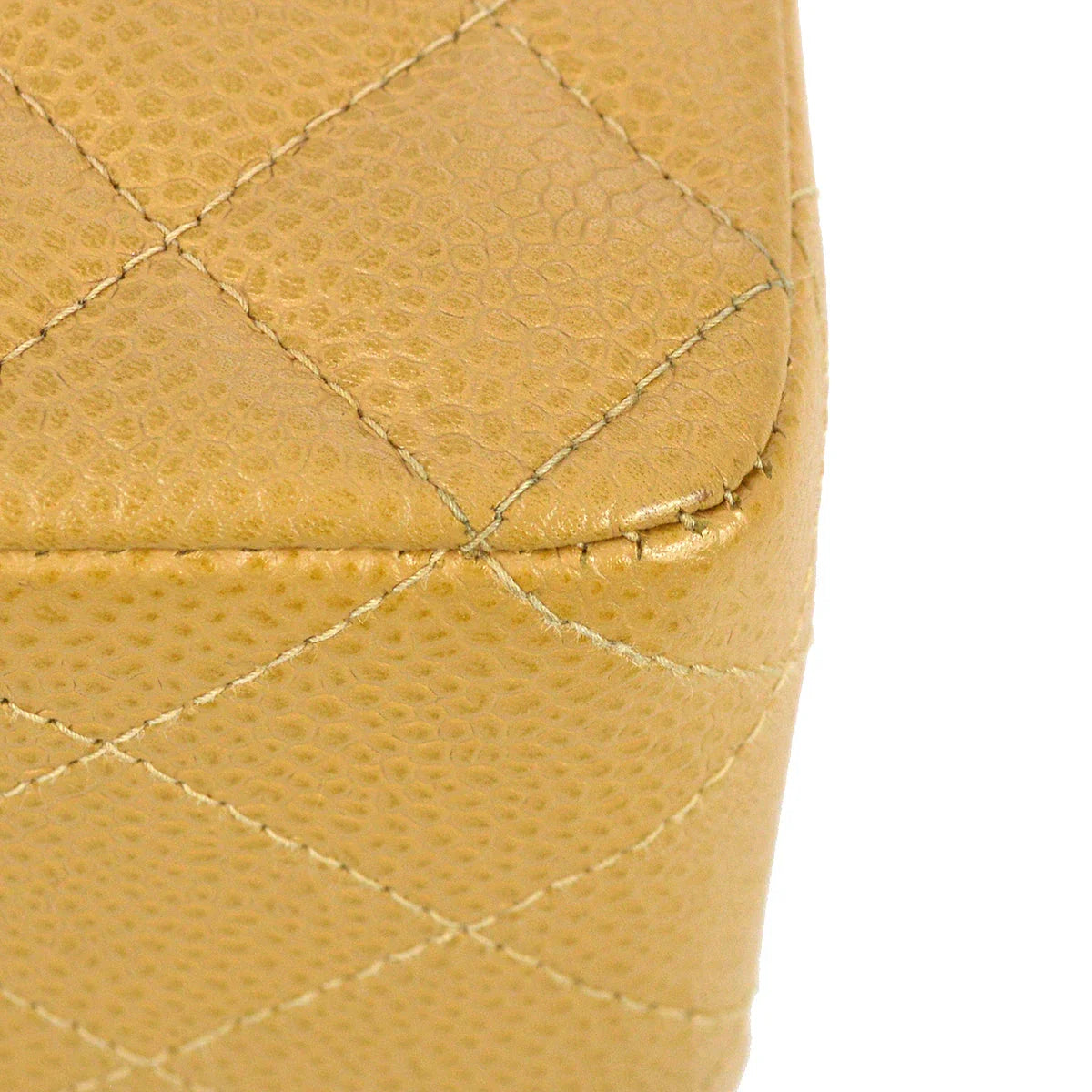 Chanel 2000-2001 Beige Caviar Medium Classic Double Flap Bag SHW