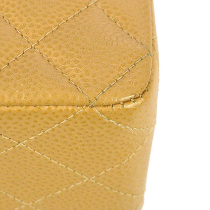 Chanel 2000-2001 Beige Caviar Medium Classic Double Flap Bag SHW