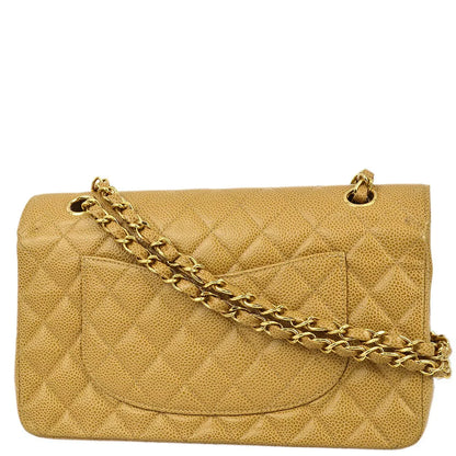 Chanel 2001-2003 Beige Caviar Medium Classic Double Flap Bag