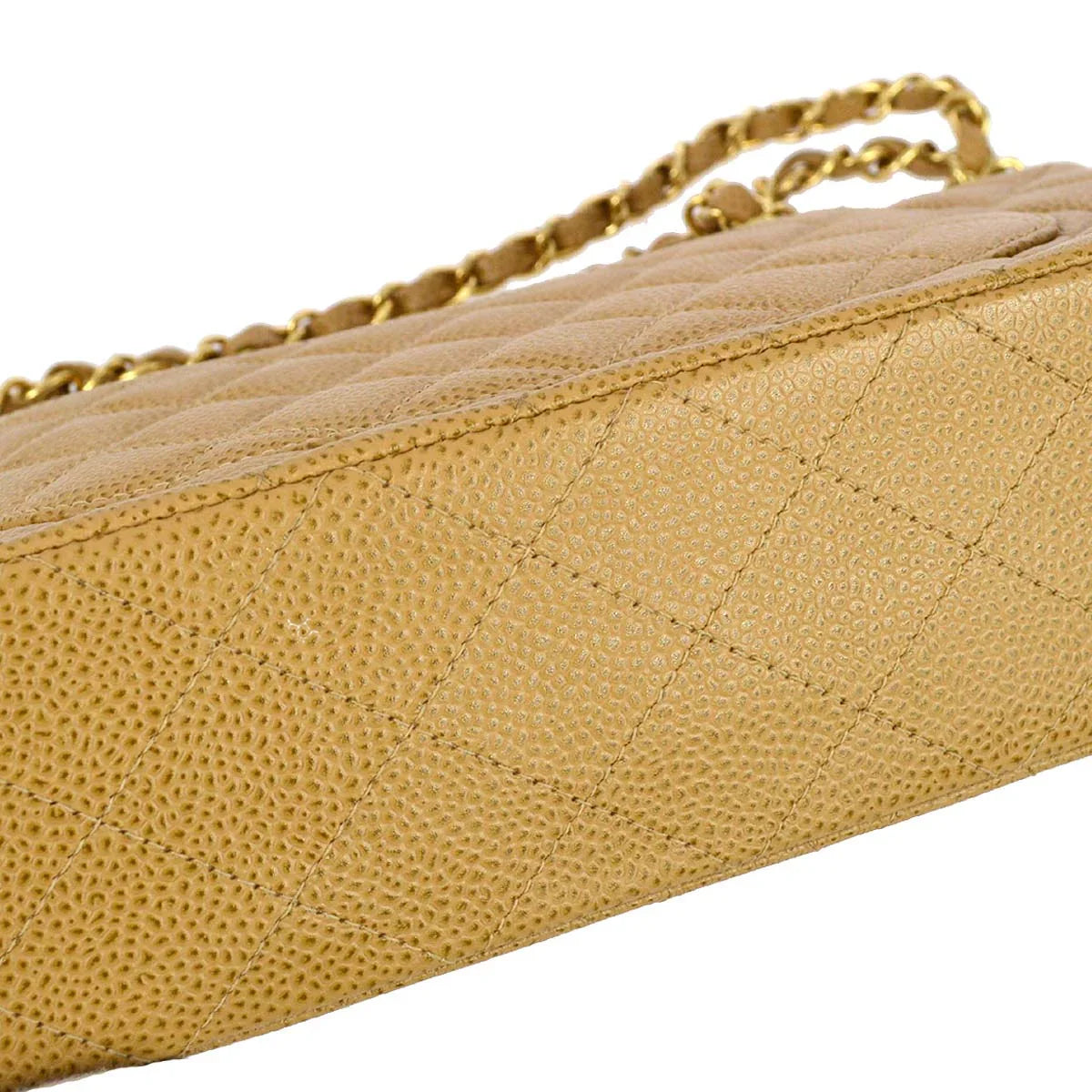 Chanel 2001-2003 Beige Caviar Medium Classic Double Flap Bag