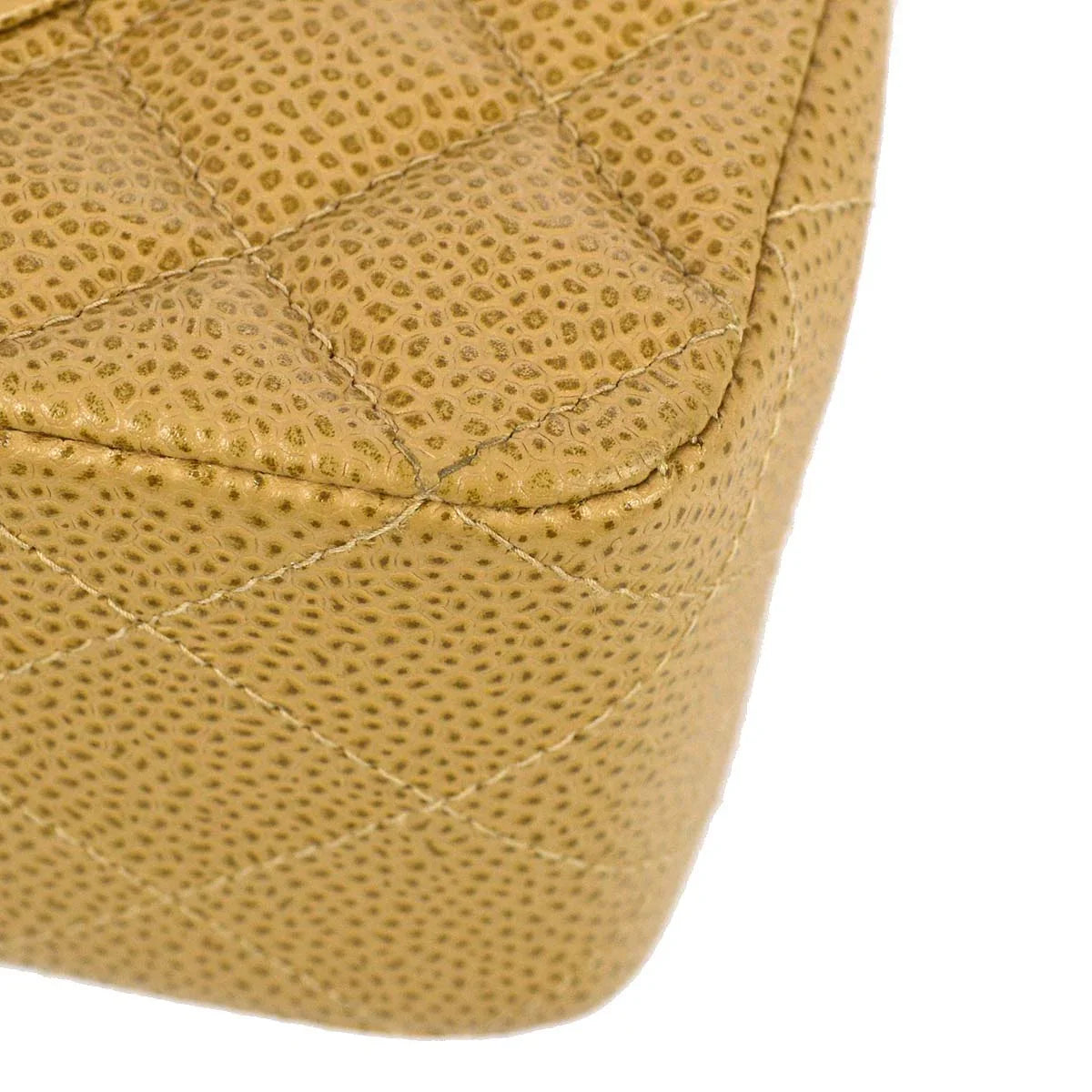 Chanel 2001-2003 Beige Caviar Medium Classic Double Flap Bag