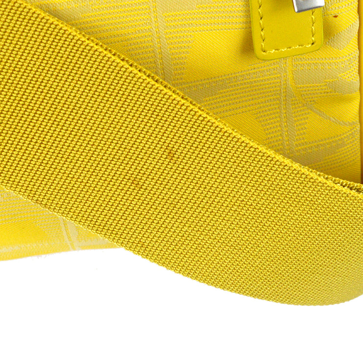 Chanel 2001-2003 Yellow Jacquard Nylon New Travel Line Shoulder Bag