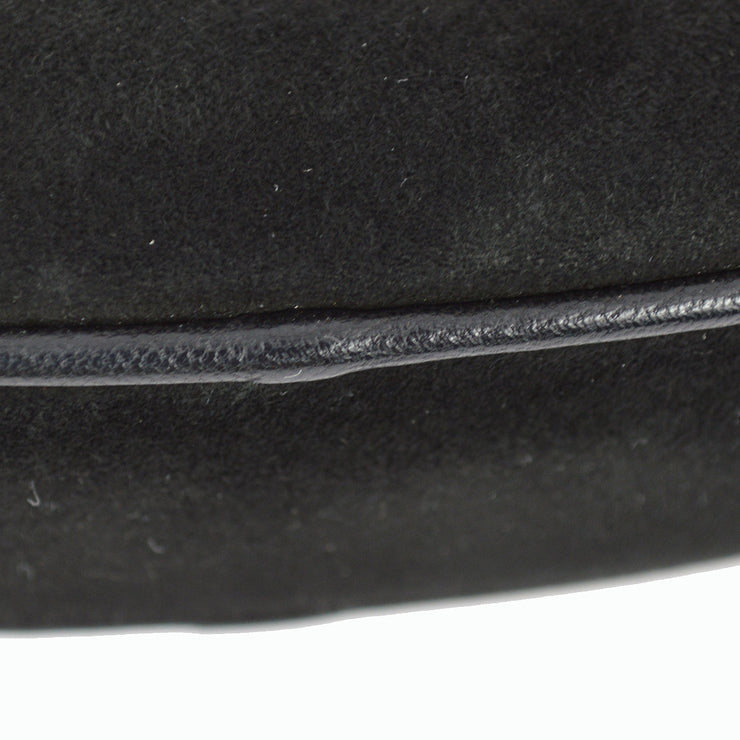 Chanel 1989-1991 Black Suede Oval Chain Shoulder Bag