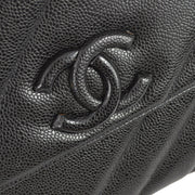 Chanel 1994-1996 Black Caviar Straight Flap Jumbo Shoulder Bag