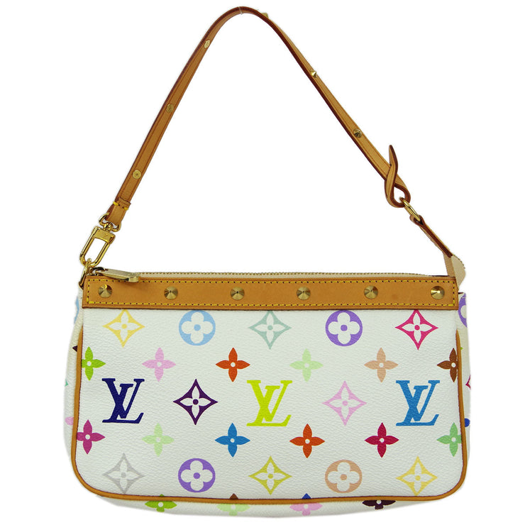 Louis Vuitton 2003 White Multicolor Pochette Accessoires Handbag M92649