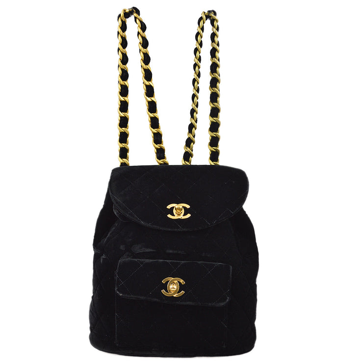 Chanel Black Velvet Large Duma Backpack