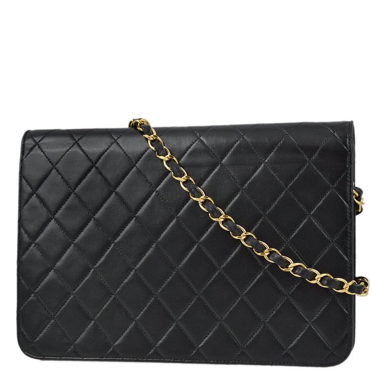 Chanel 2000-2001 Black Lambskin Turnlock Medium Half Flap Bag